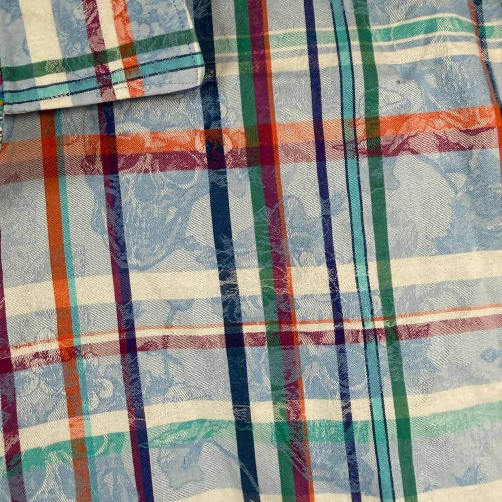 Robert Graham Plaid Skull Jacquard Shirt Mens 4XLT Blue Multi Long Sleeve Button - Picture 7 of 9